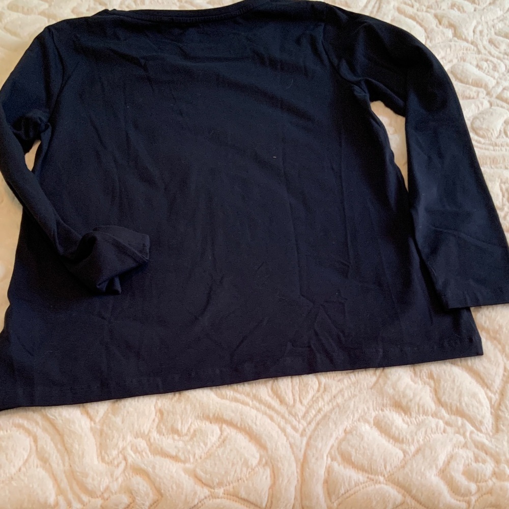 GRAPHIC T-SHIRT:  Barbour Dark Blue Top with Dog and Boots Design - Picture 6 of 6